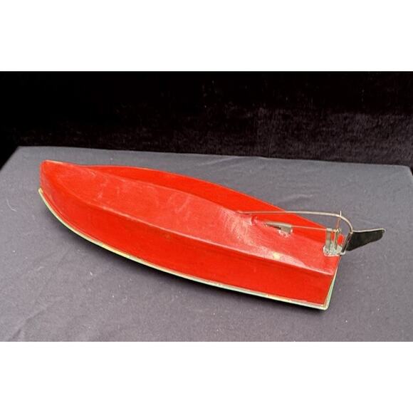 Vintage 30's-40's Large toy tin windup Speed Boat inboard battery light - Picture 10 of 12